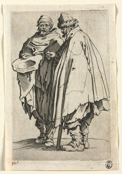 乞食：盲人と彼の仲間、c。 1623年。 作： Jacques Callot