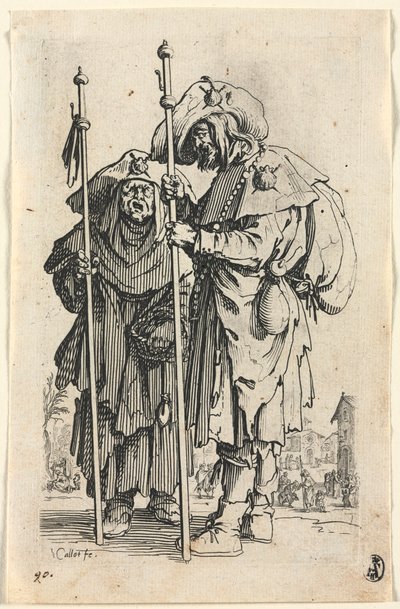 物乞い：二人の巡礼者 作： Jacques Callot