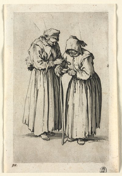 物乞い: 二人の物乞いの女性 作： Jacques Callot