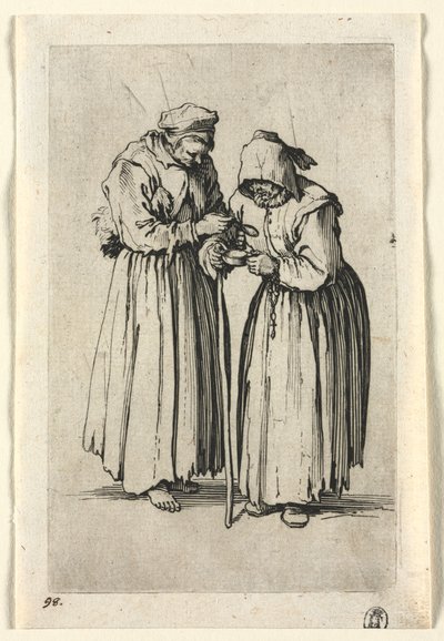乞食：二人の乞食女c。 1623年。 作： Jacques Callot