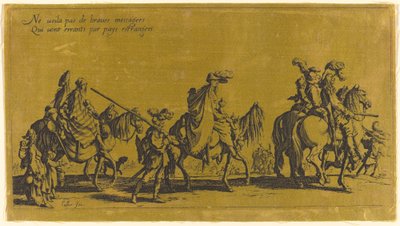ボヘミアの行進: ヴァンガード、おそらく 18 世紀。 作： Jacques Callot
