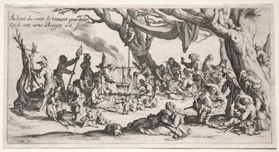 ザ・ボヘミアンズ停留所。ボヘミアンの饗宴」、1621年から1625年頃。 作： Jacques Callot