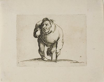 Varie Figure Gobbi の松葉杖と木製の脚を持つ障害者 作： Jacques Callot