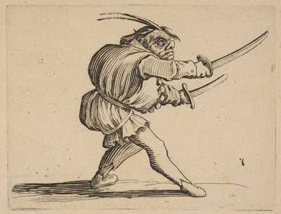 Duelliste aux Deux Sabres The Varie with Two Sabres、from Varie Figure Gobbi、s ...、1616-22。 作： Jacques Callot