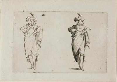 The Caprices より、右手を腰に当てて正面から見た紳士 作： Jacques Callot