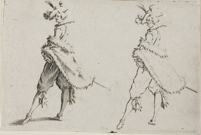 The Caprices より、腰に手を当ててポーズをとるコートを着た紳士 作： Jacques Callot