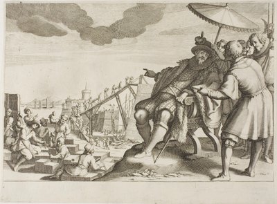 フェルディナンド 1 世メディチ家の生涯より、大公はリヴォルノ港を要塞化する 作： Jacques Callot