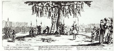 イスラエルのアンリエット（c.1590-1661）1633によって彫刻された、「戦争の不幸と不幸」のハンギング、プレート11 作： Jacques Callot