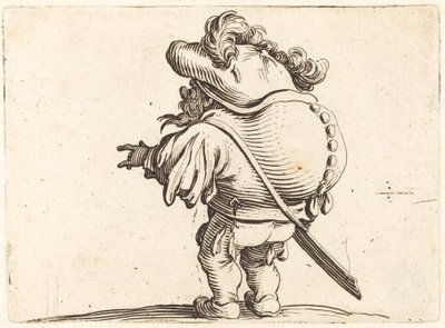 羽のついた帽子をかぶったせむし男 作： Jacques Callot