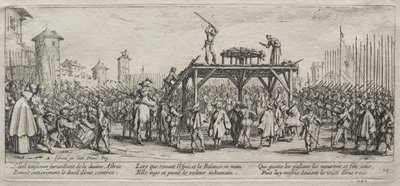 大戦争の大惨事：車輪の上の実行、1633年。 作： Jacques Callot