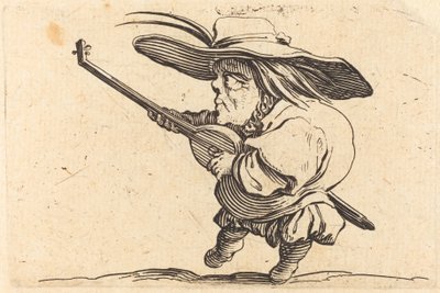リュート奏者、c。 1622年。 作： Jacques Callot