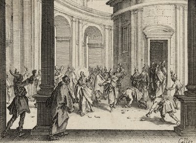 神殿から追い出された商人、1635年 作： Jacques Callot