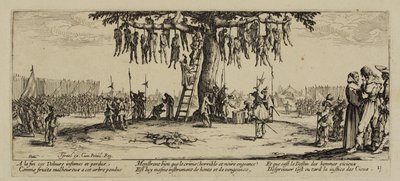 戦争の不幸、第11号、ハンギング、1633年 作： Jacques Callot