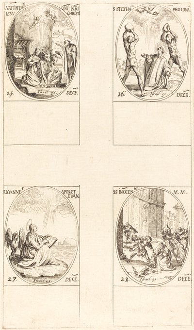 キリスト降誕、聖スティーブン、聖ヨハネ、聖なるイノセント。 作： Jacques Callot