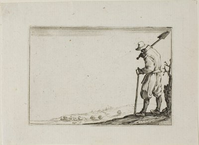 『カプリース』より、シャベルを肩にかける農夫 作： Jacques Callot