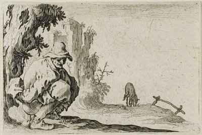 The Caprices より、しゃがむ農民 作： Jacques Callot