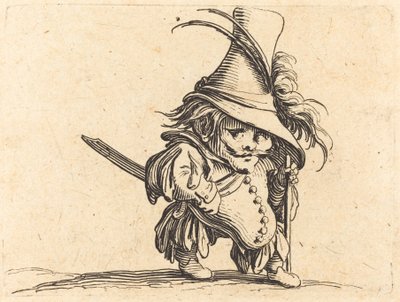 背の高い帽子をかぶった太鼓腹の男 作： Jacques Callot