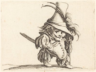 背の高い帽子をかぶった太鼓腹の男 作： Jacques Callot