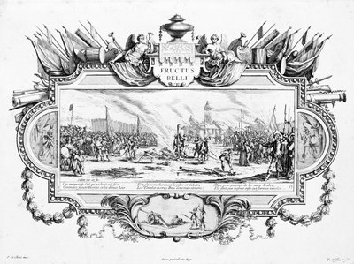 ピエール・ギファール（1638-1723）とセバスチャン・ル・クレルク（1637-1714）によって彫刻された「戦争の不幸と不幸」のプレート13、フルクトスベリー 作： Jacques Callot