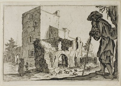 カプリスより羊飼いと廃墟 作： Jacques Callot