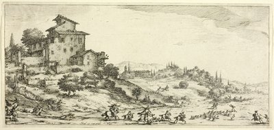 フィレンツェでデザインされたさまざまなシーンからの鹿狩り 作： Jacques Callot