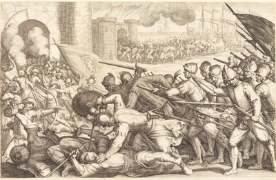 町の門を強行する軍隊 作： Jacques Callot