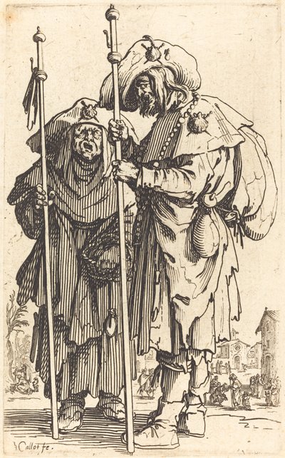 二人の巡礼者、c。 1622年。 作： Jacques Callot