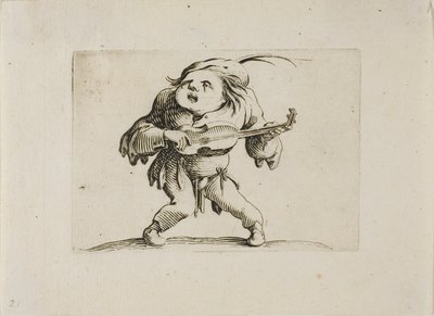 ヴァリエ・フィギュア・ゴビより、ギターを弾くぐらついた男 作： Jacques Callot