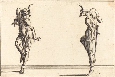 踊る 2 つのパンタロン、c。 1617年。 作： Jacques Callot