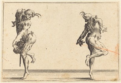 踊る 2 つのパンタロン、c。 1622年。 作： Jacques Callot