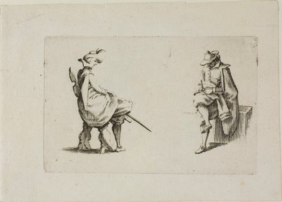 二人の座った男、「気まぐれ」より 作： Jacques Callot