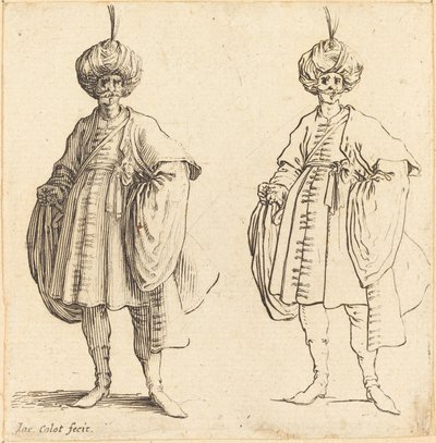 羽飾りのついたターバンを巻いた 2 人のトルコ人 作： Jacques Callot
