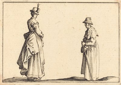 横顔の二人の女性」1617年頃 作： Jacques Callot