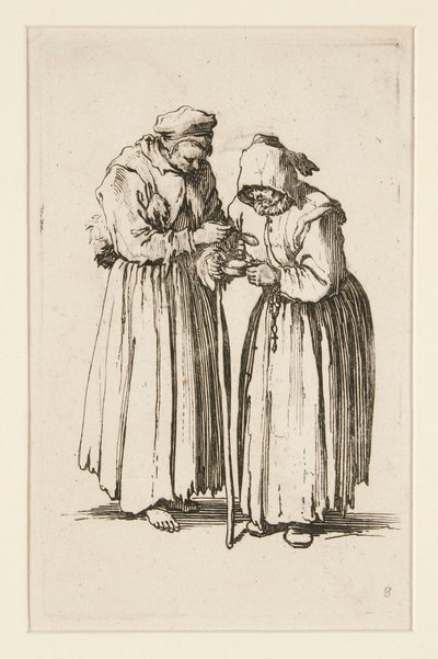 The Beggars (Les deux mendiantes) の 2 人の物乞いの女性 作： Jacques Callot