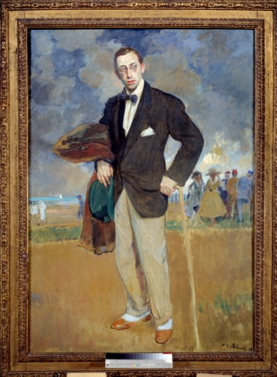 イーゴリ・ストラヴィンスキー（Stravinsky）（1882-1971）作曲家の「Portrait en pied」。ジャック・エミール（Jacques-Emile）ブランシュ（1861-1942）の絵画 作： Jacques Emile Blanche