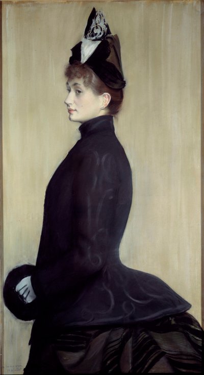 マダム・ウォレットの肖像 パステル画 ジャック・エミール（Jacques-Emile）・ブランシュ（1861-1942） 1887年 Sun.1,3x0,65 m パリ、オルセー美術館 作： Jacques Emile Blanche