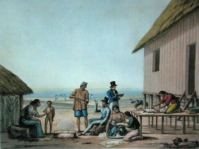 アガニア、グアム。国内での活動（1825年に出版されたLerougeとChoubardによる「Voyage Autour du Monde sur les Corvettes de L