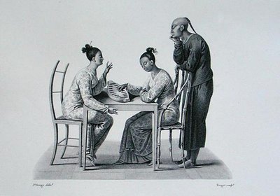 東ティモールのクーパンでチョンカを演奏する中国人（1825年に出版されたフォルジェの「Voyage Autour du Monde sur les Corvettes de L