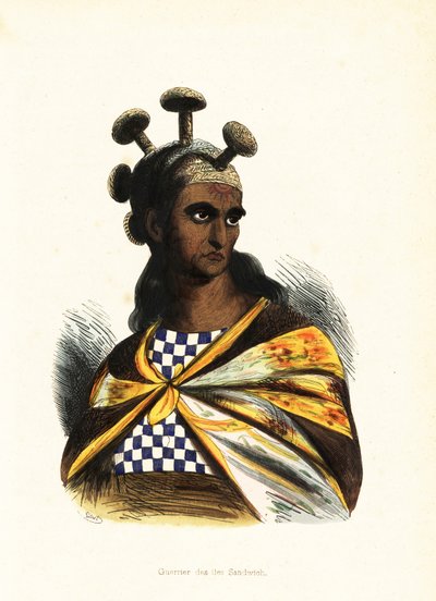 ハワイ諸島の戦士 作： Jacques Etienne Victor (after) Arago