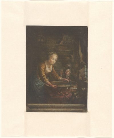 玉ねぎを切る若い女性 作： Jacques Fabien Gautier Dagoty (attributed to)