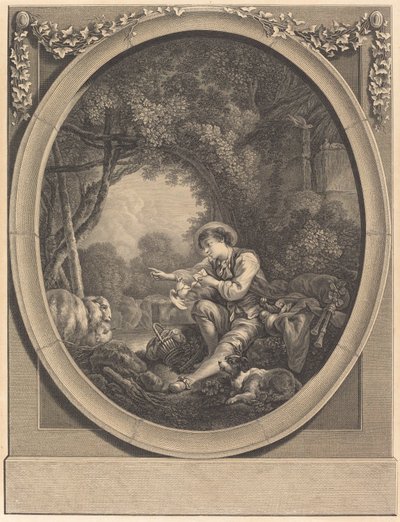 宅配便の出発 作： Jacques Firmin Beauvarlet after François Boucher