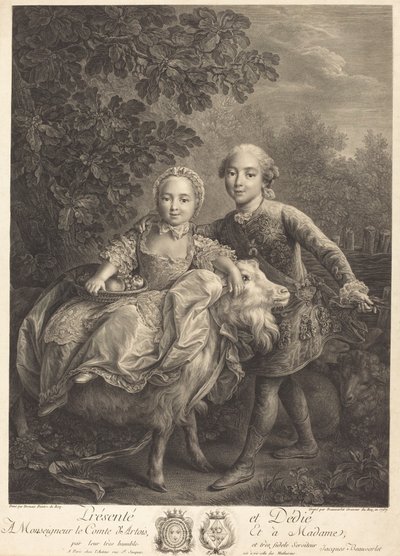 アルトワ伯とその妹マドモアゼル・クロチルド 作： Jacques Firmin Beauvarlet after François Hubert Drouais