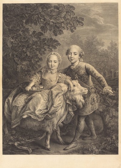 アルトワ伯とその妹マドモアゼル・クロチルド 作： Jacques Firmin Beauvarlet after François Hubert Drouais