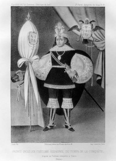 インカ王子、征服時のスペインの衣装を着た16世紀1852 作： Jacques Francois Gauderique Llanta