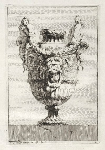 花瓶の組：プレート1、1746。 作： Jacques Francois Joseph Saly