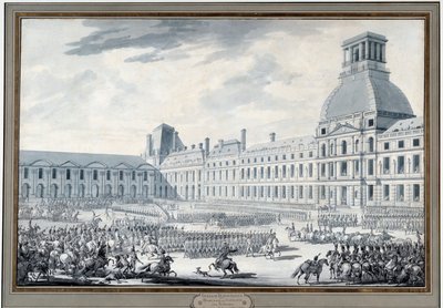 ナポレオン・ボナパルト（1769-1821）によるチュイルリーでの一座のレビュー ジャック・スウェバック・ディ・フォンテーヌ（1769-1823）によるエングレーヴィング 19世紀 パリ、カルナヴァレ美術館 作： Jacques Francois Joseph Swebach