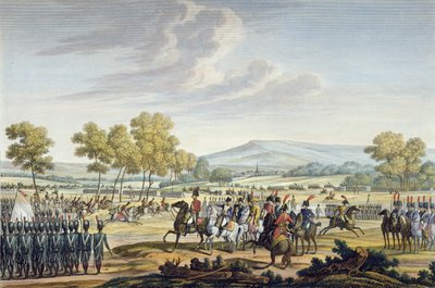 1807年6月28日、ティルシットで2人の皇帝の存在下で操縦する帝国衛兵、エドムボヴィネット（1767-1832）によって彫刻（アクアチント） 作： Jacques Francois Joseph Swebach