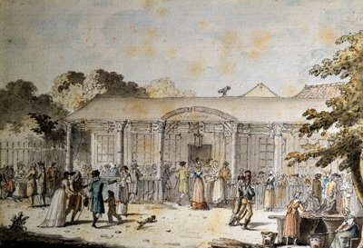 領事館開設当時のブルバード・デュ・テンプルのカフェ・ゴデット（またはゴデット）の眺め 作： Jacques Francois Joseph Swebach