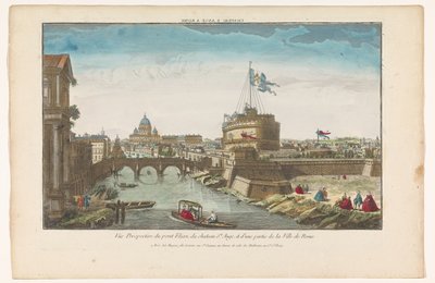 サンタンジェロ城とローマのテヴェレ川に架かるエンジェル ブリッジの眺め Chateau S Ange á Rome (オブジェクトのタイトル) 作： Jacques Gabriel Huquier