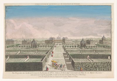 サンクトペテルブルク市の近くにあるベストゥーチェフ伯爵夫人のカントリー ハウスの庭園の眺め Maison de plaisance de la comtesse de Bestoucheff (オブジェクトのタイトル) 作： Jacques Gabriel Huquier